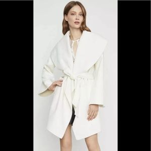 $398 BcbgMaxAzria White Wool Blend Wrap Coat XXS